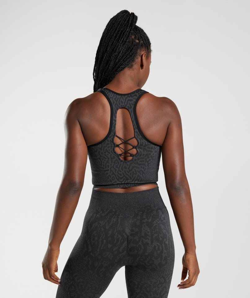 Women's Gymshark Adapt Animal Seamless Crop Tanks Black | CA 7D310N